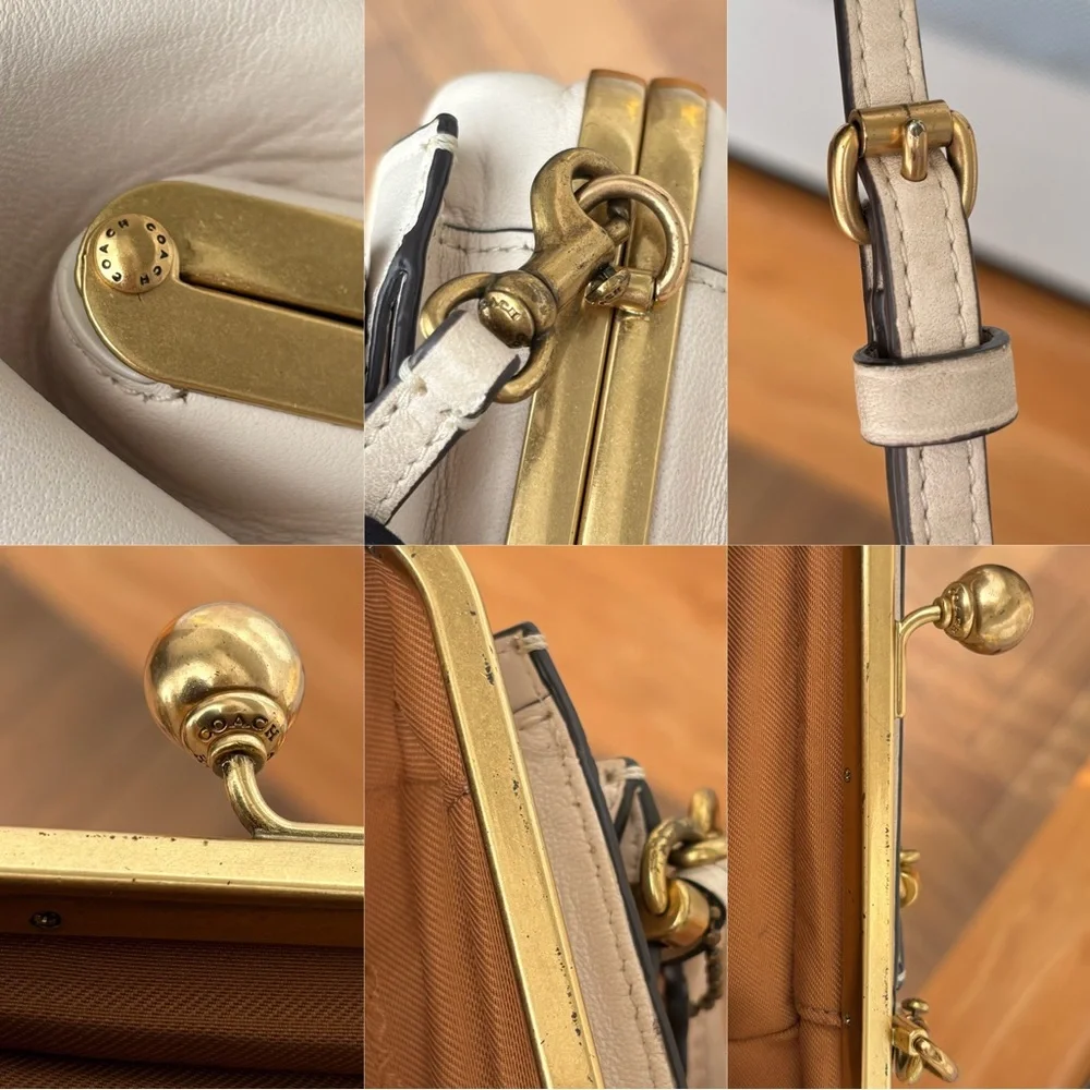 COACH Kisslock Dreamer 21 With Quilting And Rivets White